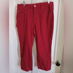 Sz 12 Belle Kim Gravel Red Flexibelle Cropped Jeans